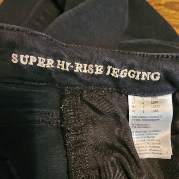 American Eagle Jeans 4 L Button Fly Jegging Super Hi Rise Super Stretchx Black - Picture 5 of 12